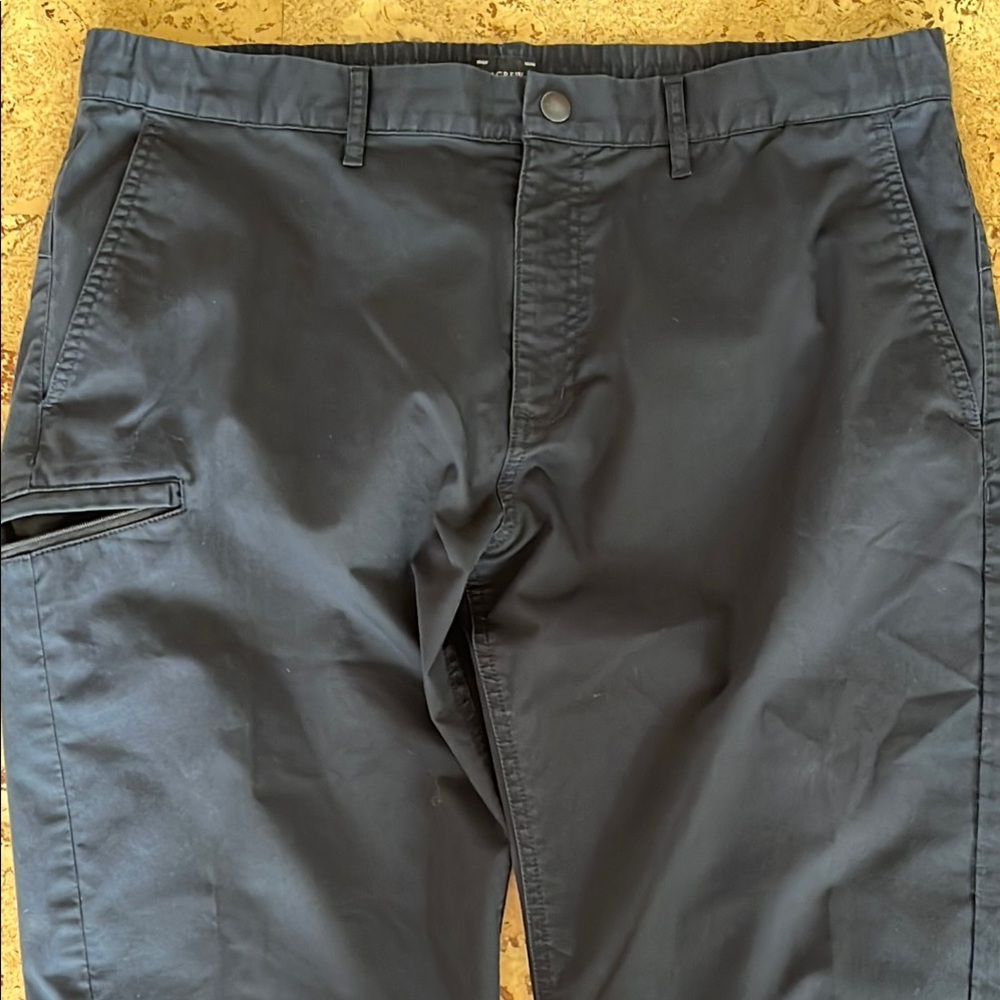 J. Crew Navy Travel Pants 3 Zip Pockets 36/32 - Picture 3 of 8